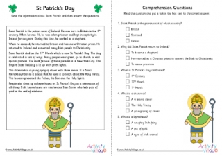 St Patrick's Day Comprehension - Multiple Choice