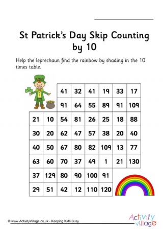St Patrick's Day Stepping Stones - Skip Counting by 10