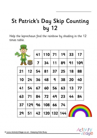 St Patrick's Day Stepping Stones - Skip Counting by 12