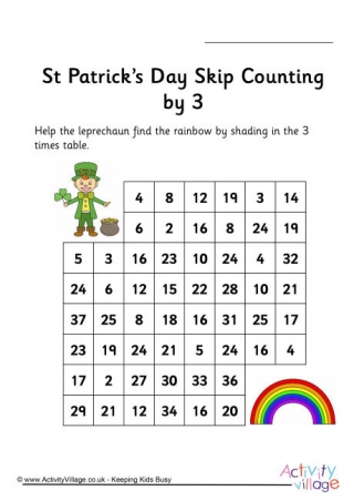 St Patrick's Day Stepping Stones Skip Counting by 3