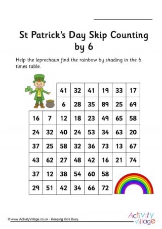 St Patrick's Day Stepping Stones - Skip Counting by 6