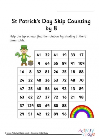 St Patrick's Day Stepping Stones - Skip Counting by 8