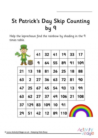 St Patrick's Day Stepping Stones - Skip Counting by 9