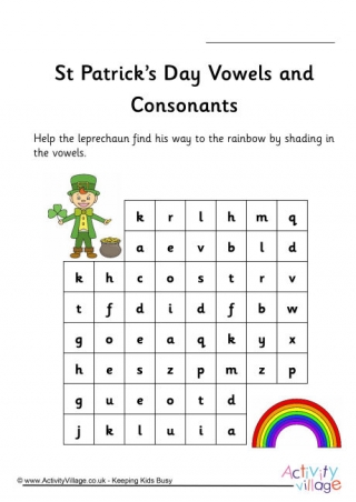 St Patrick's Day Stepping Stones - Vowels and Consonants