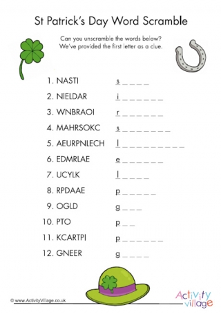 St Patrick's Day Word Scramble