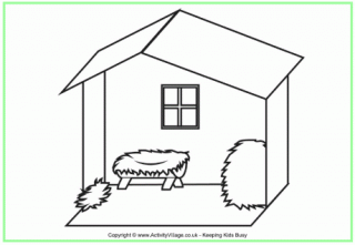 Christmas Stable Colouring Page