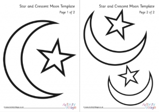 Star and Crescent Moon Template