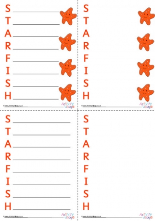 Starfish Acrostic Poem Printable