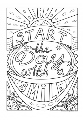 Start The Day With A Smile Colouring Page