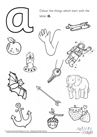 Start With The Letter A Colouring Page