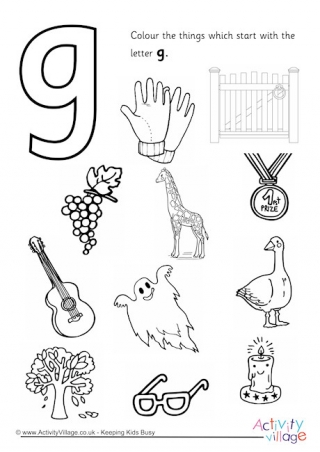 Start With The Letter G Colouring Page