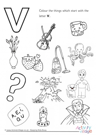 Start With The Letter V Colouring Page