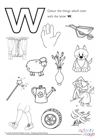 Start With The Letter W Colouring Page