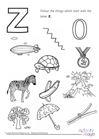 Start With The Letter Z Colouring Page