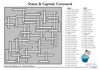 States and Capitals Crossword