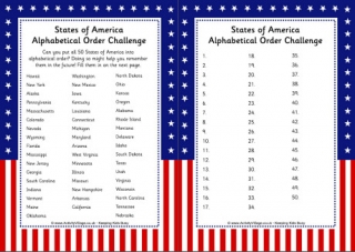 States of America Alphabet Order Challenge