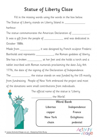 Statue of Liberty Cloze