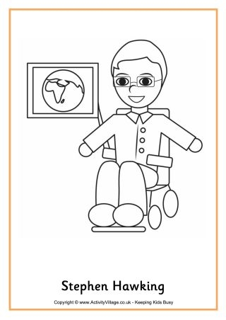 Stephen Hawking Colouring Page