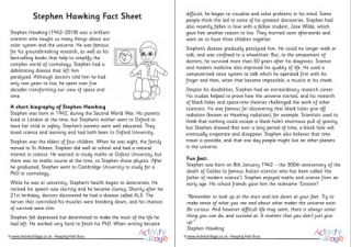 Stephen Hawking fact sheet