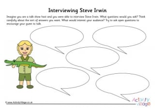 Steve Irwin Interview Worksheet