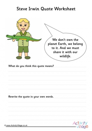 Steve Irwin Quote Worksheet 1