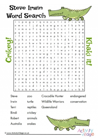 Steve Irwin Word Search