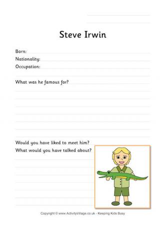 Steve Irwin Worksheet