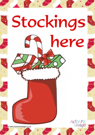 Stockings Hanging Here Sign