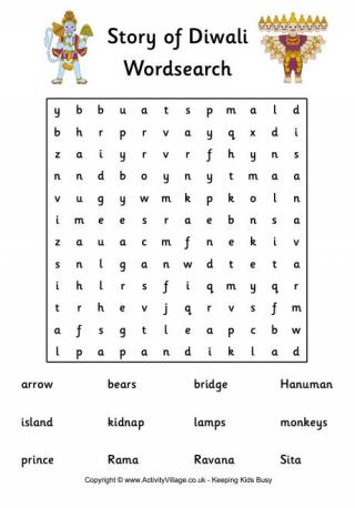 Story of Diwali Word Search