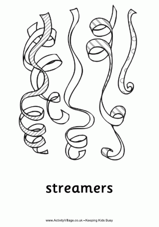 Streamers Colouring Page