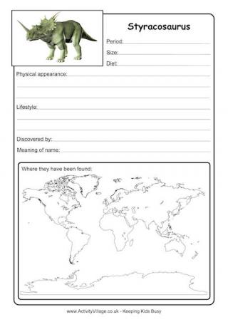 Styracosaurus Worksheet