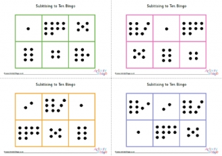Subitising Dots to Ten Bingo