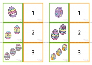 Subitising to Three Easter Eggs Flashcards