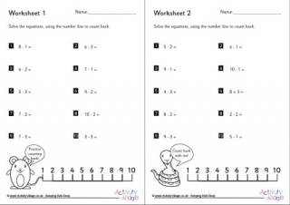 Subtraction by Counting Back Worksheets Set 1