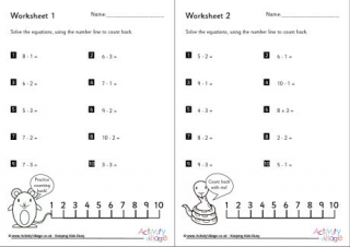 Subtraction by Counting Back Worksheets Set 2