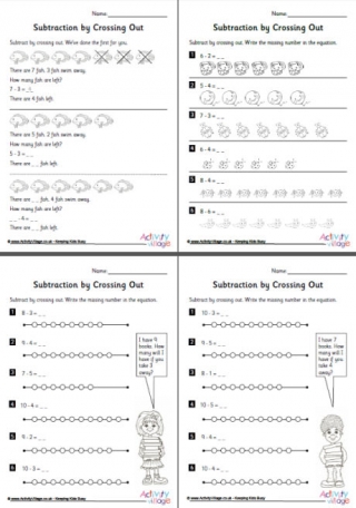 Subtraction by Crossing Out Worksheet Set 1