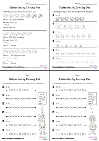 Subtraction by Crossing Out Worksheet Set 1