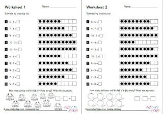 Subtraction by Crossing Out Worksheets Set 2