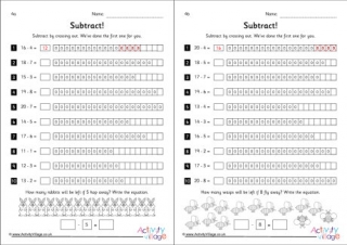 Subtraction by Crossing Out Worksheets Set 4