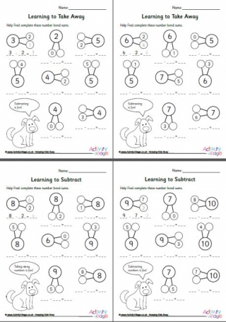 Subtraction with Number Bonds Worksheets Set 1