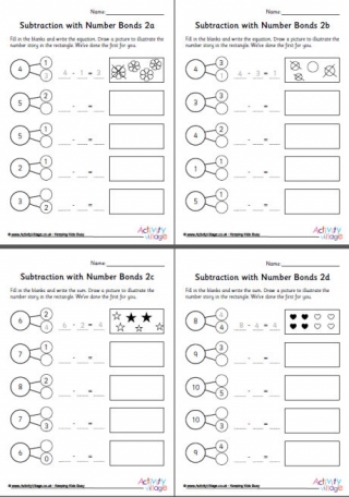 Subtraction with Number Bonds Worksheets Set 2