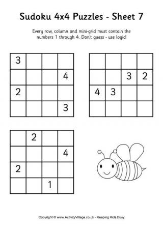 Printable Sudoku Puzzles 4x4