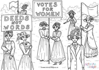 Suffragettes Colouring Page