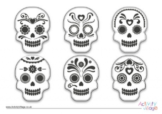 Sugar Skulls Colouring Page