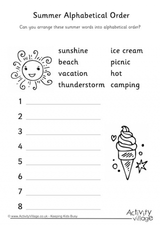 Summer Alphabetical Order 1