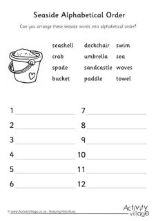 Summer Alphabetical Order Worksheets