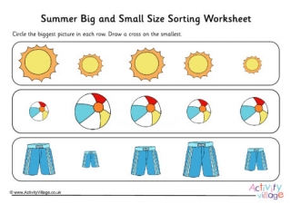 Summer Big and Small Size Sorting Worksheet