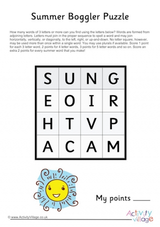 Summer Boggler Puzzle