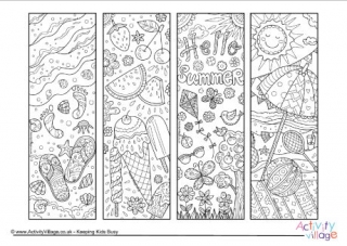 Summer Doodle Colouring Bookmarks