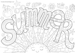 Summer Doodle Colouring Page